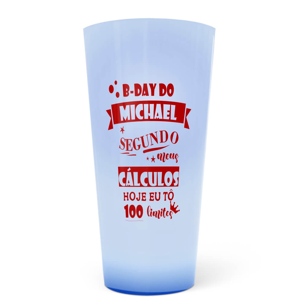 Copo Ecológico em PP de 550ml Translúcido Azul Translúcido e Impressão Silk