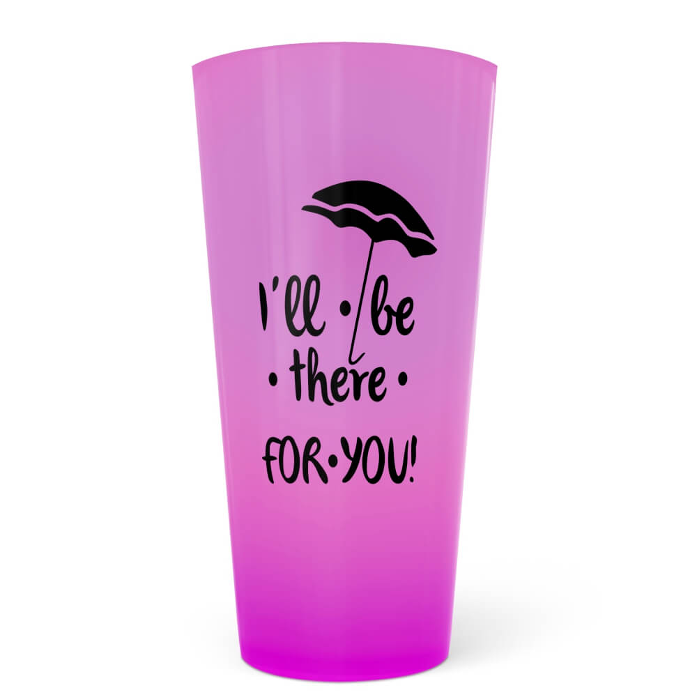 Copo Ecológico em PP de 550ml Translúcido Rosa e Impressão Silk