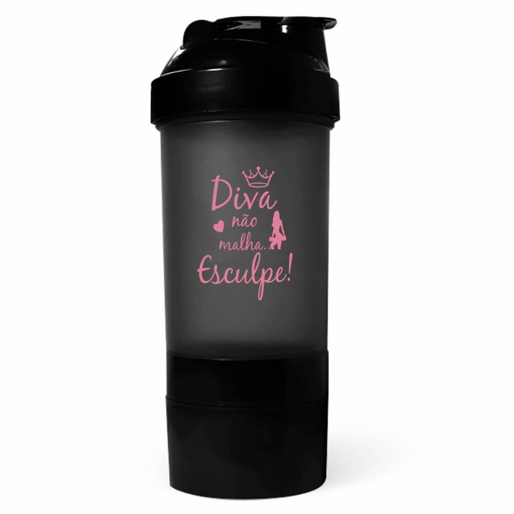 Coqueteleira Para Academia 500ML 3 Doses Translúcido Fumê