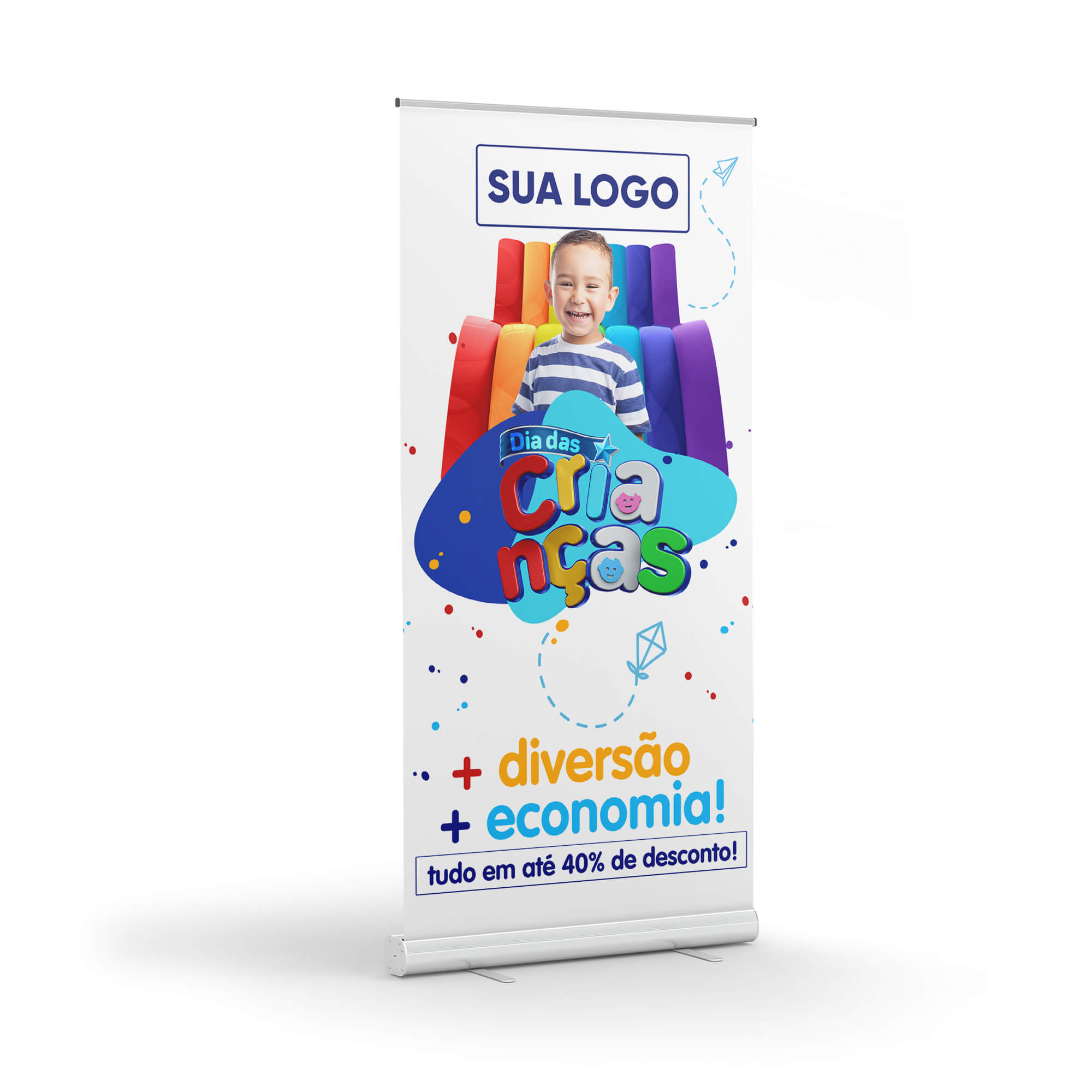 Roll Up Kit Completo Lona E Suporte Front Light 240g (800x2040mm)