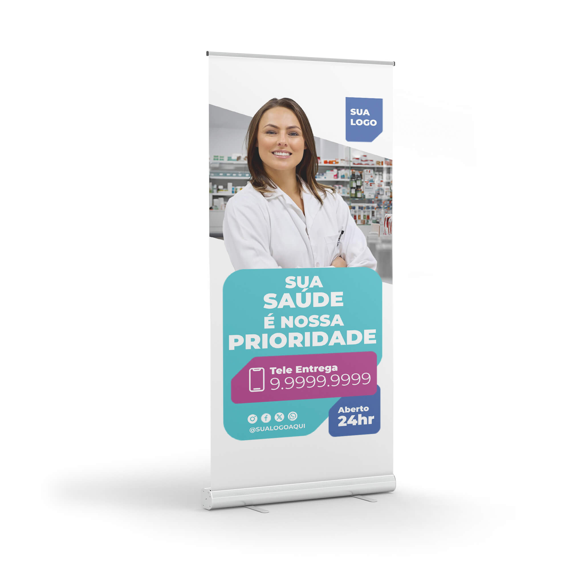 Roll Up Kit Completo Lona E Suporte Front Light 240g (800x2040mm)