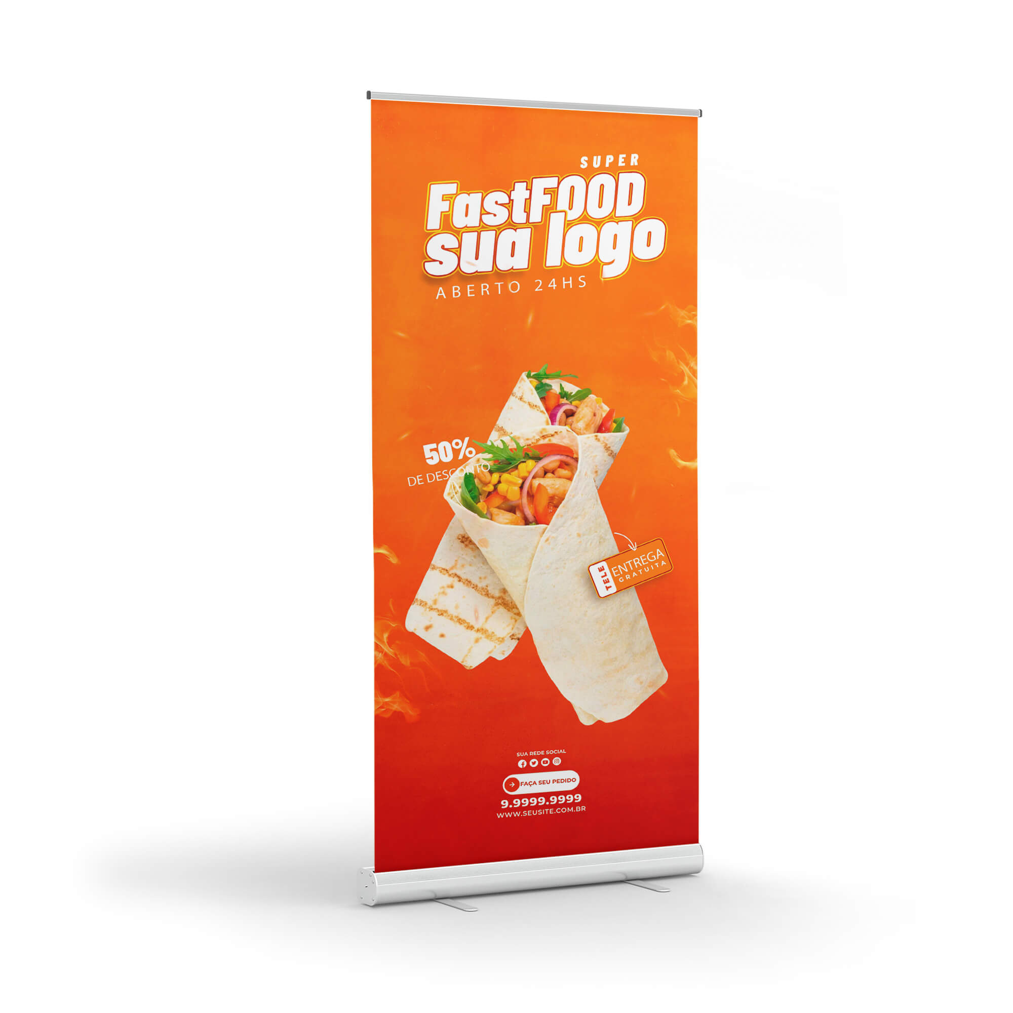 Roll Up Kit Completo Lona E Suporte Front Light 240g (800x2040mm)