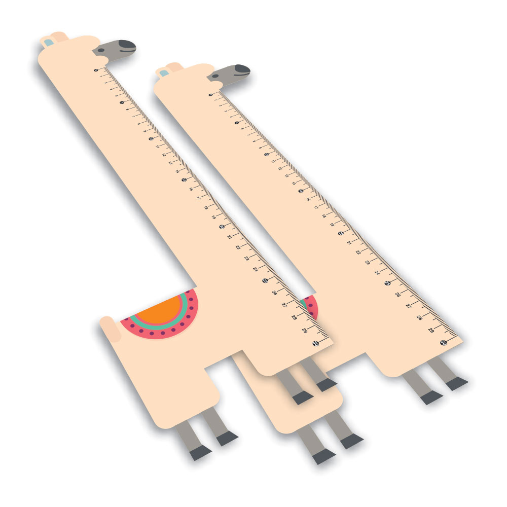 Réguas Pvc 0,50mm Premium Branco Infantil Modelo Lhama (30cm)