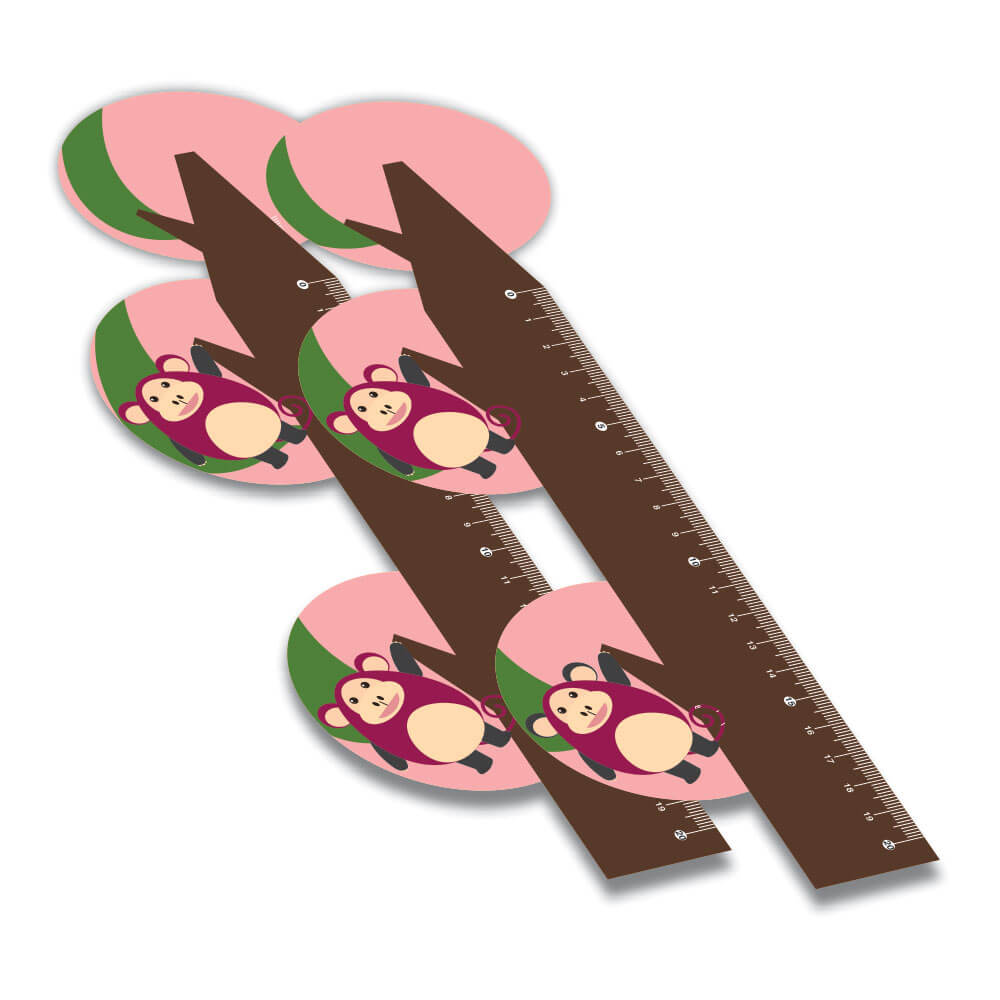 Réguas Pvc 0,50mm Premium Branco Infantil Modelo Macaco (20cm)