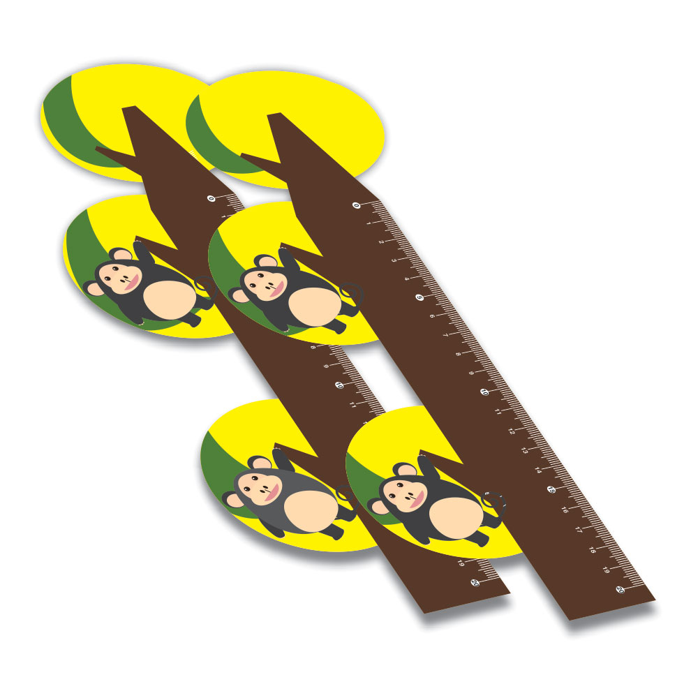 Réguas Pvc 0,50mm Premium Branco Infantil Modelo Macaco (20cm)