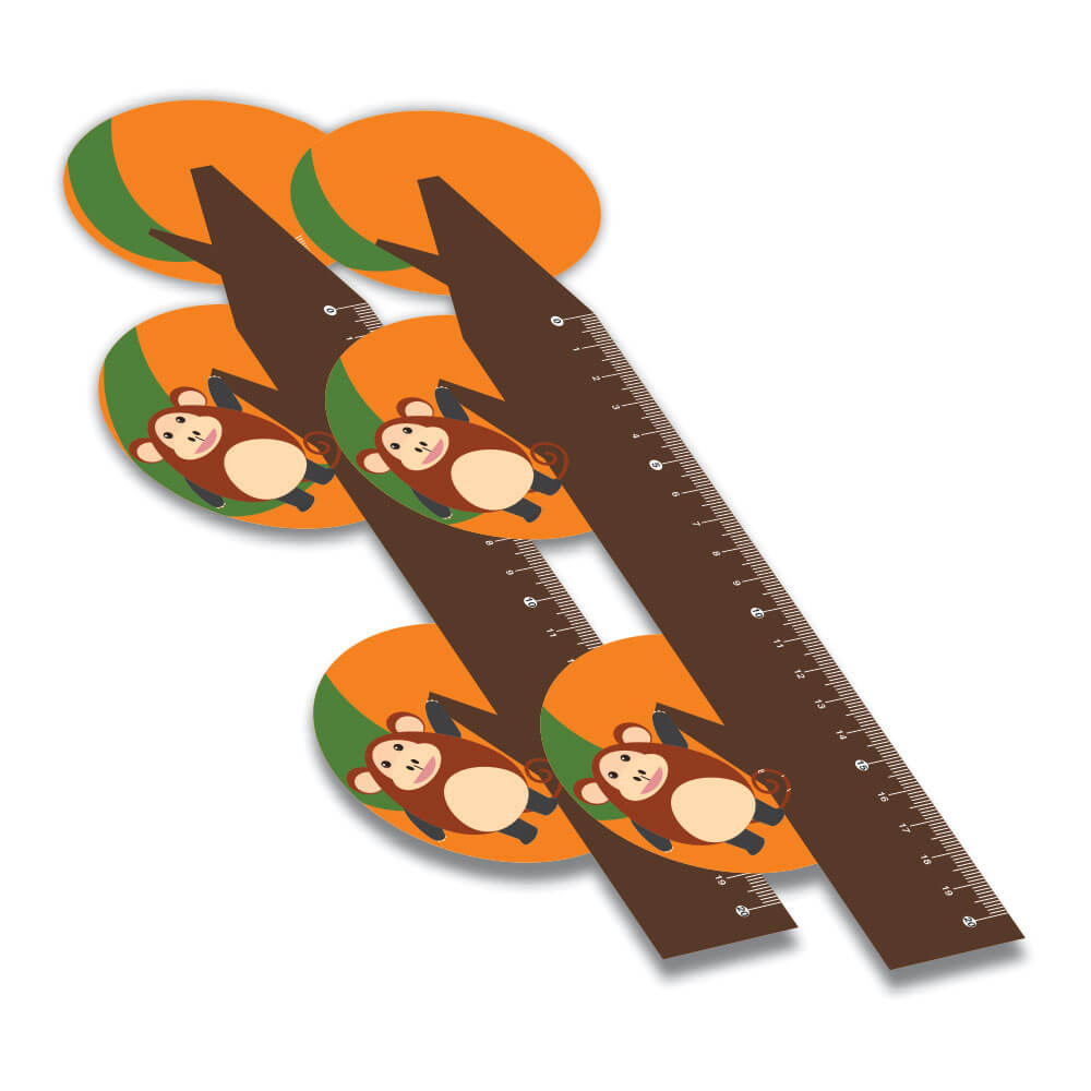 Réguas Pvc 0,50mm Premium Branco Infantil Modelo Macaco (20cm)