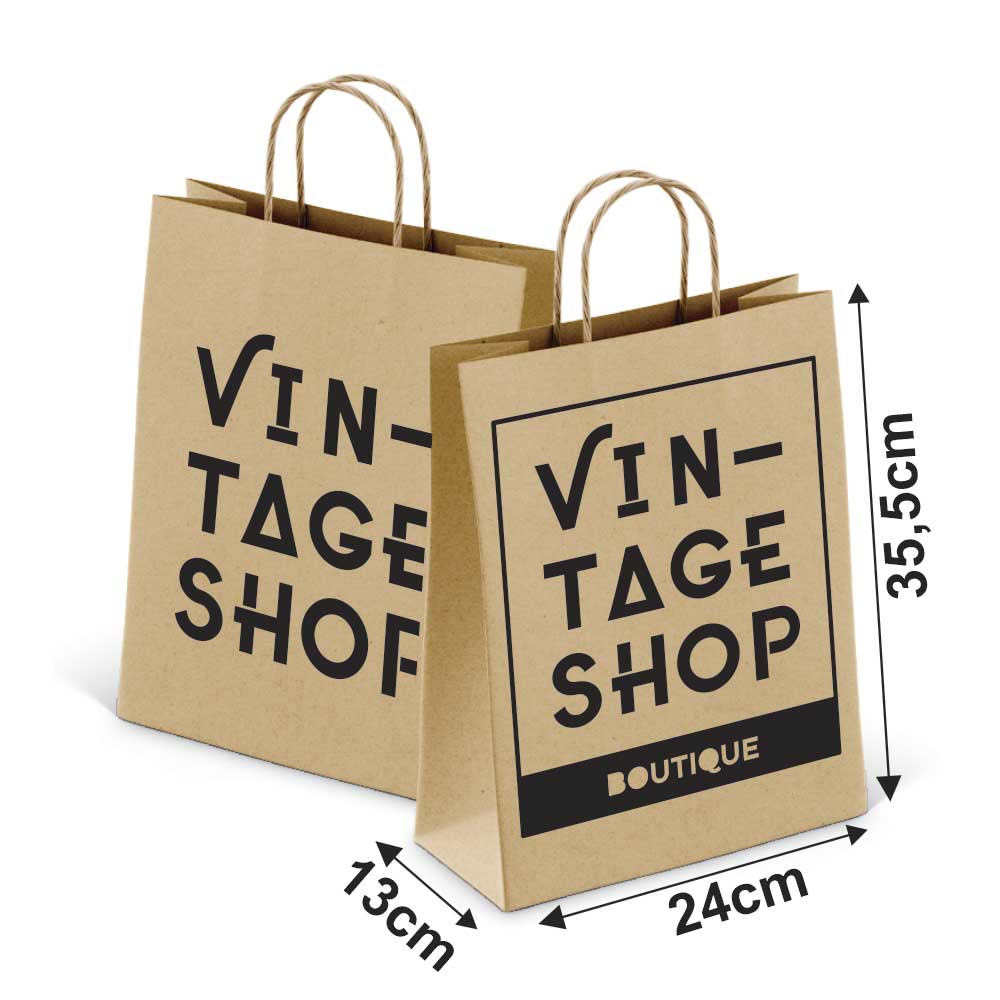 Sacolas Personalizadas Kraft Com Alça 80g 1x0 Tamanho M (240x355mm)