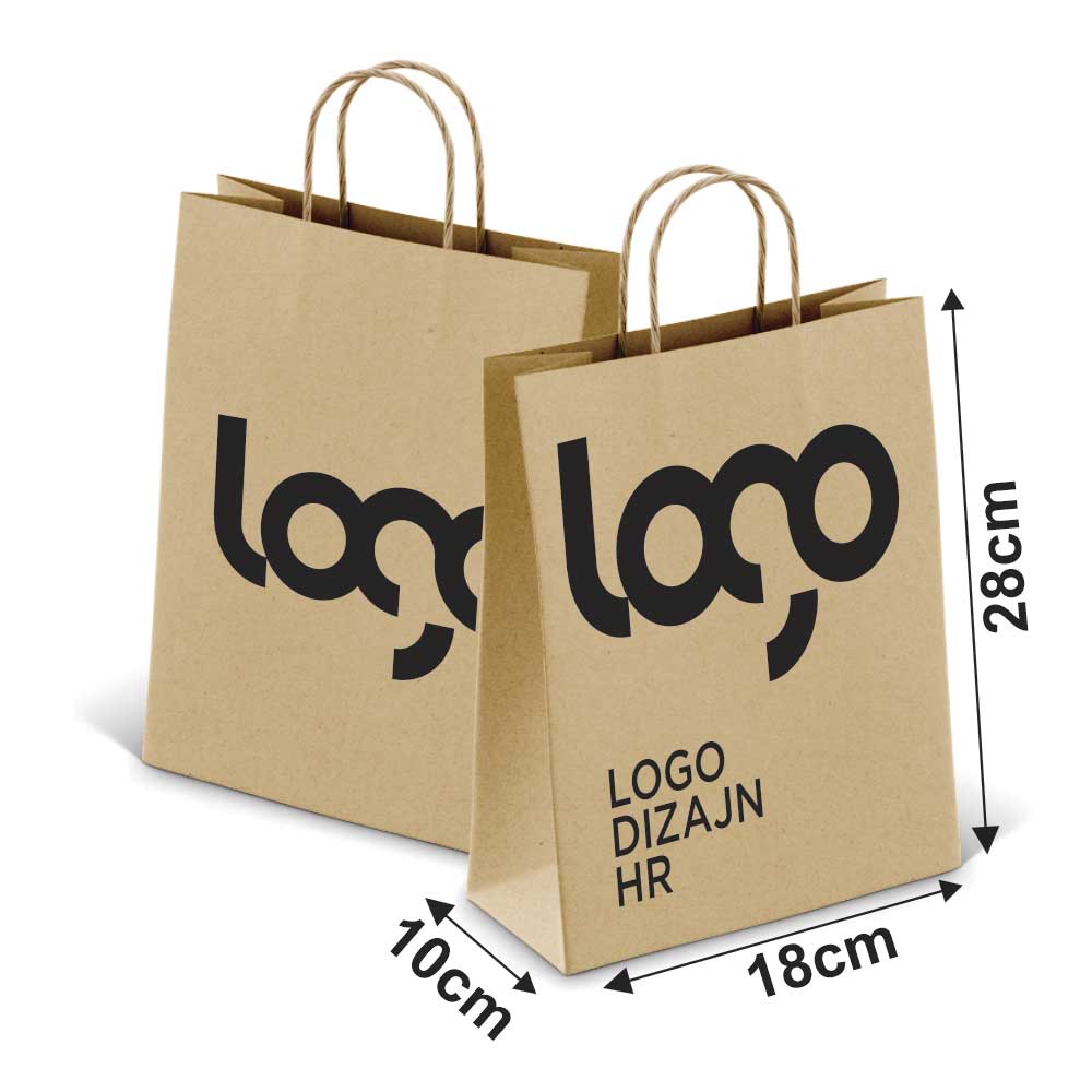 Sacolas Personalizadas Kraft Com Alça 80g 1x0 Tamanho P (180x280mm)