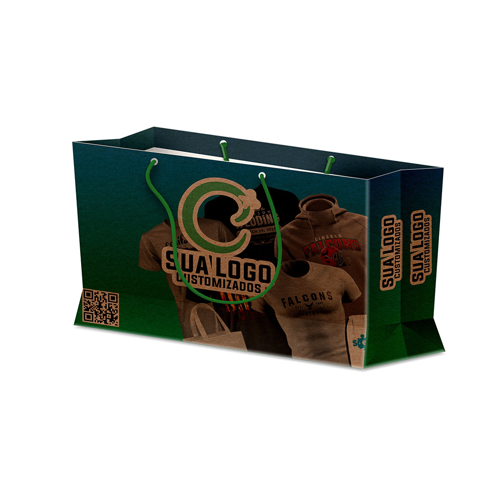 Sacolas Personalizadas Duplex 221g Pardo Extra Mini Horizontal