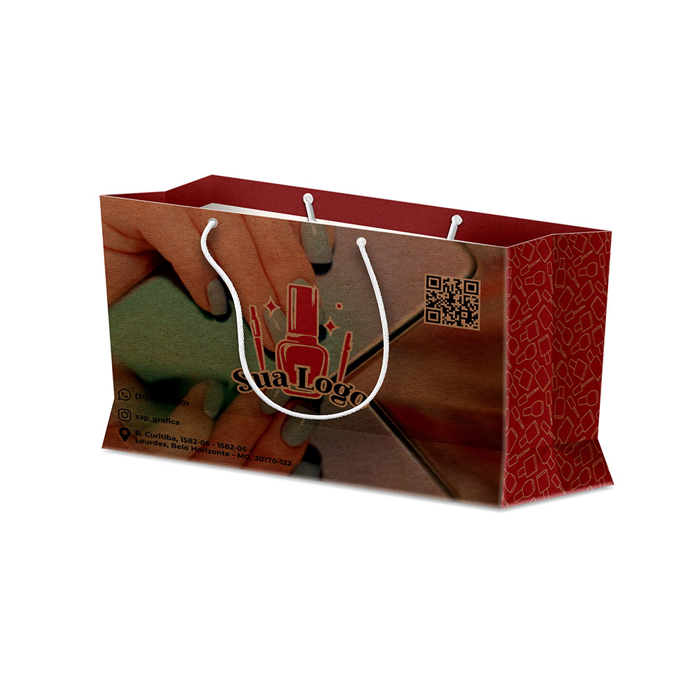 Sacolas Personalizadas Duplex 221g Pardo Extra Mini Horizontal