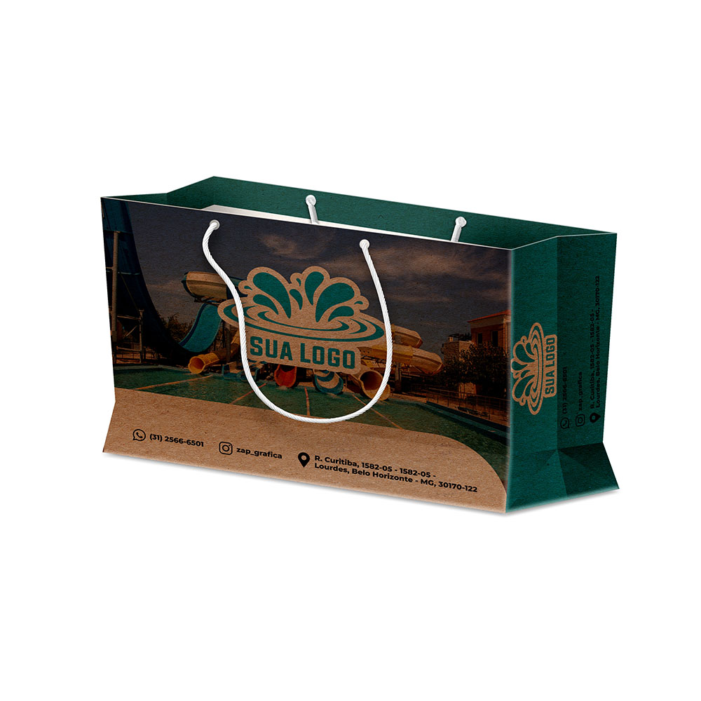 Sacolas Personalizadas Duplex 221g Pardo Extra Mini Horizontal