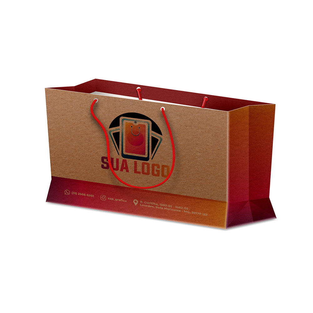 Sacolas Personalizadas Duplex 221g Pardo Extra Mini Horizontal