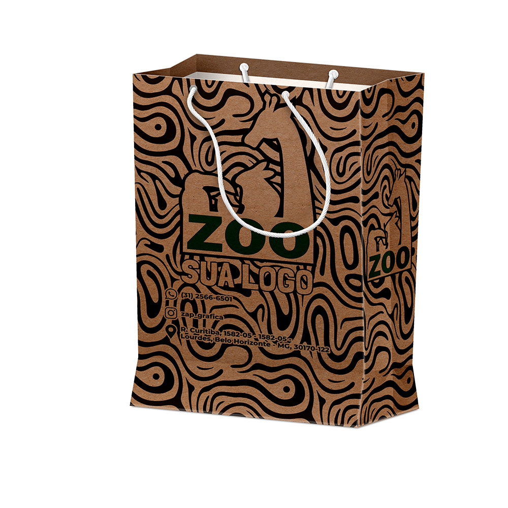 Sacolas Personalizadas Duplex 221g Pardo Extra Mini Vertical