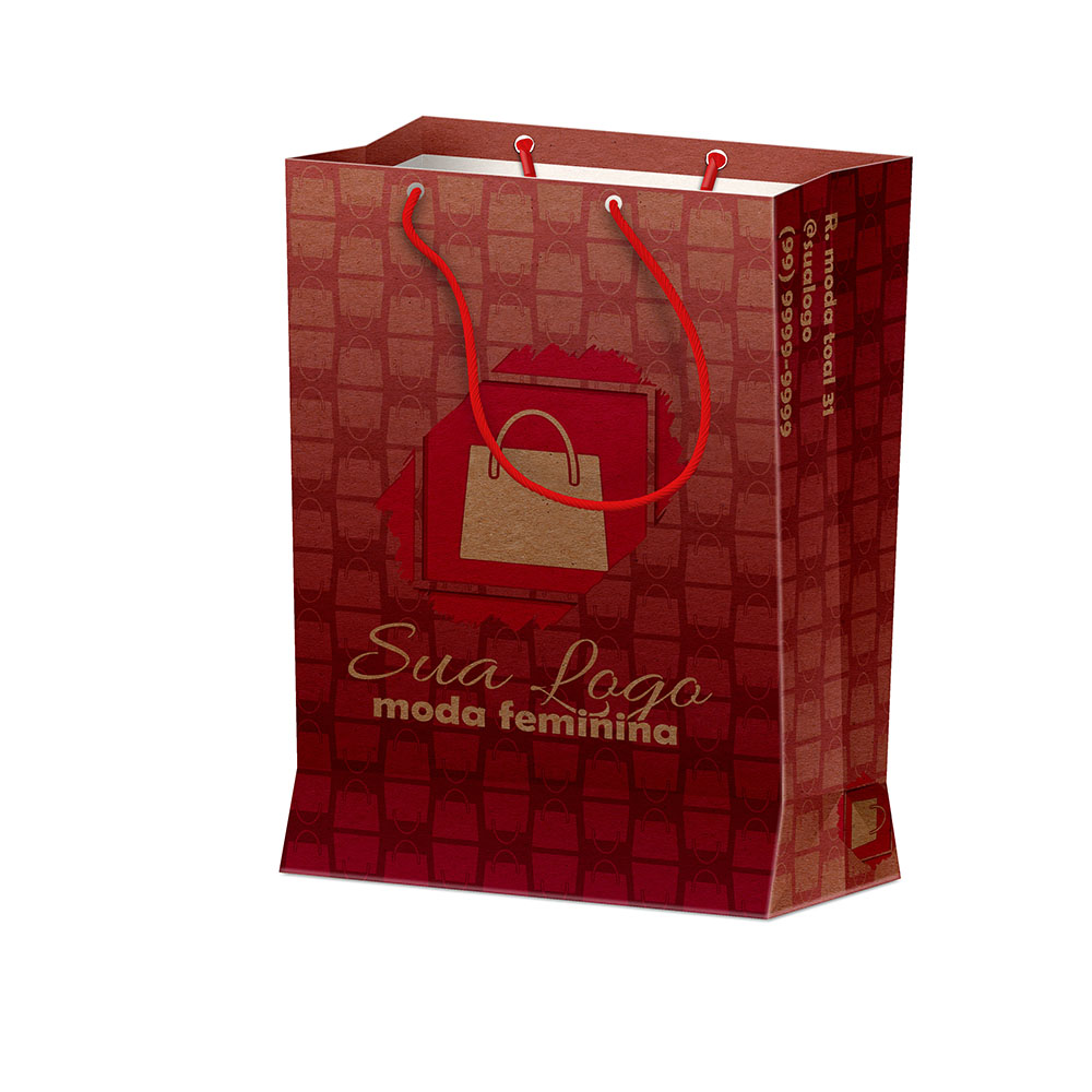 Sacolas Personalizadas Duplex 221g Pardo Extra Mini Vertical