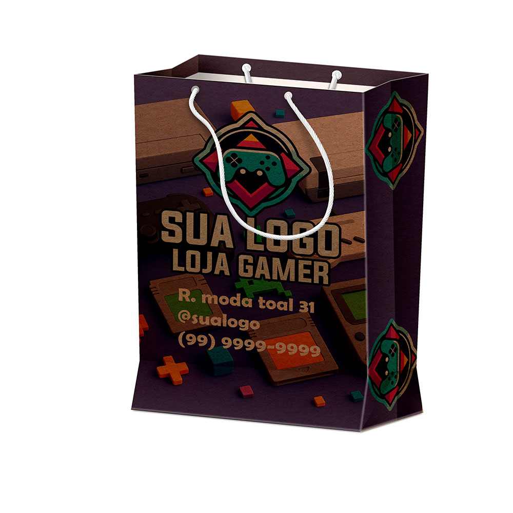 Sacolas Personalizadas Duplex 221g Pardo Extra Mini Vertical