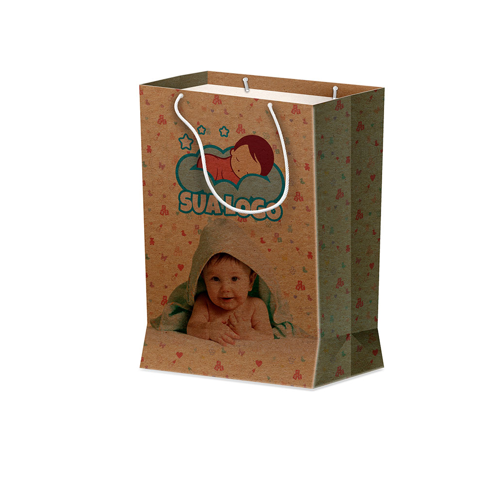 Sacolas Personalizadas Duplex 221g Pardo Mini Vertical
