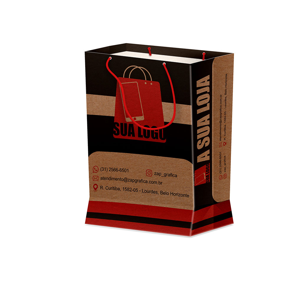 Sacolas Personalizadas Duplex 221g Pardo Mini Vertical