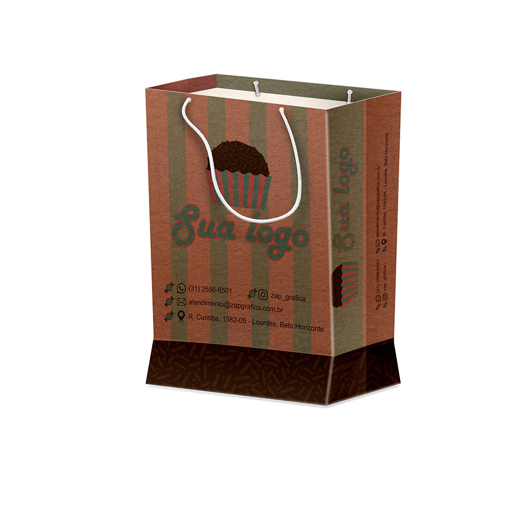 Sacolas Personalizadas Duplex 221g Pardo Mini Vertical