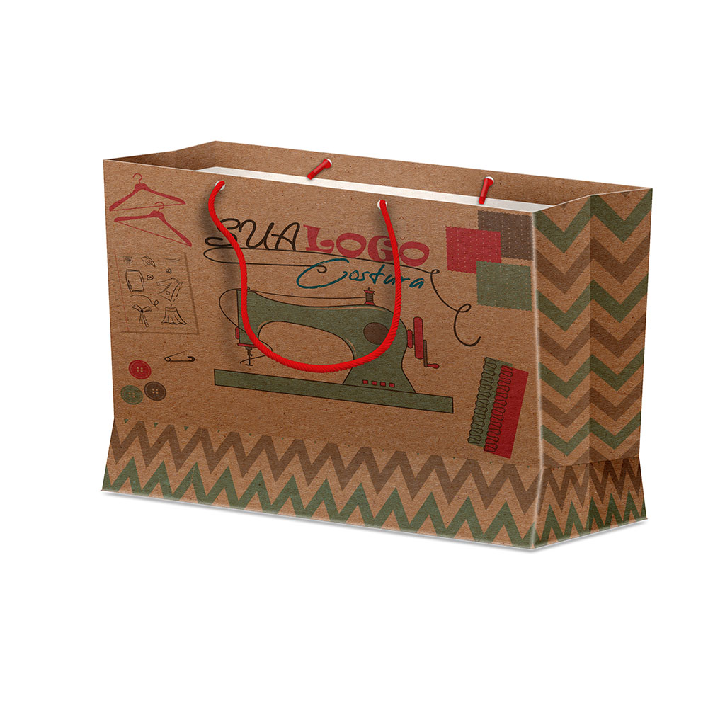 Sacolas Personalizadas Duplex 221g Pardo Média Horizontal