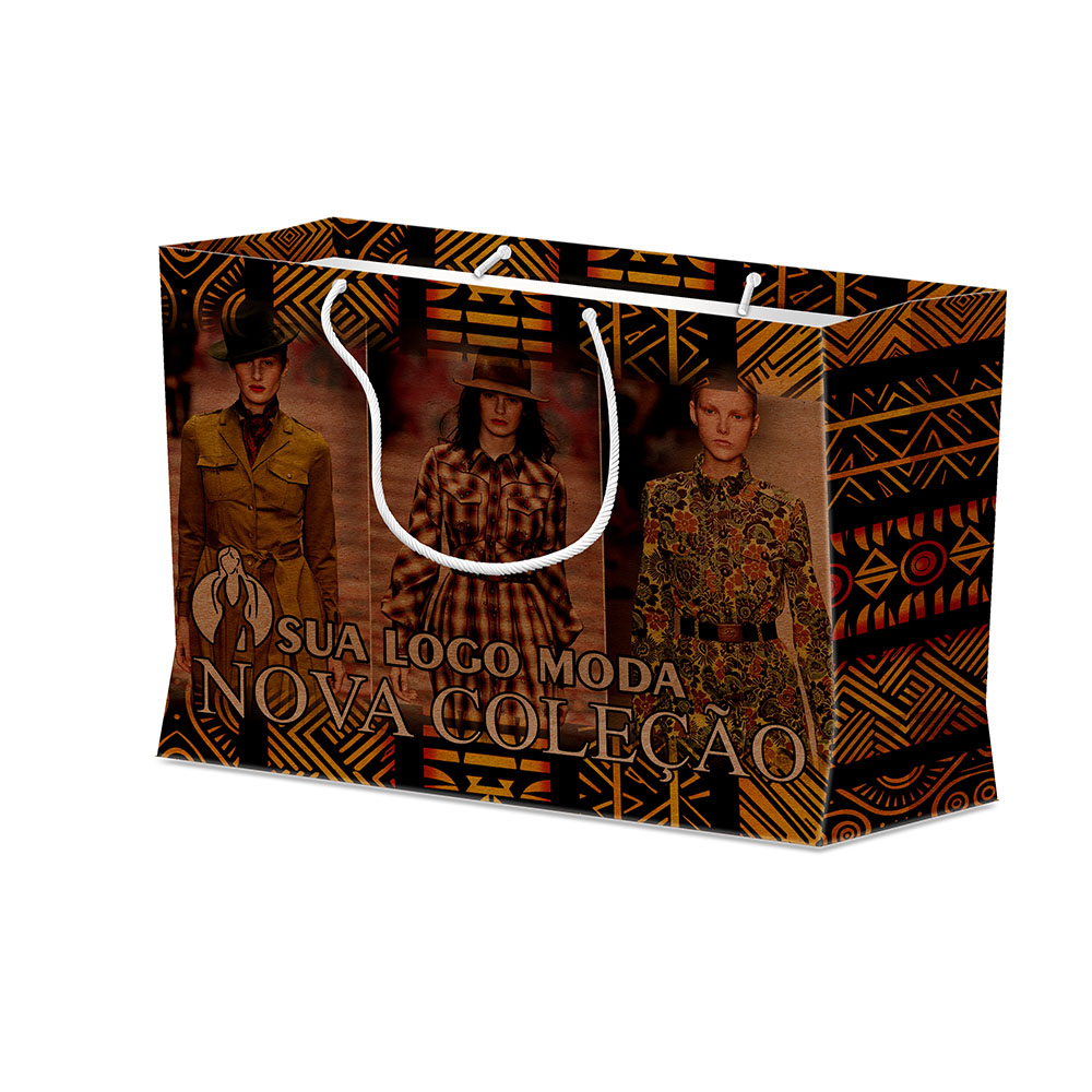 Sacolas Personalizadas Duplex 221g Pardo Média Horizontal