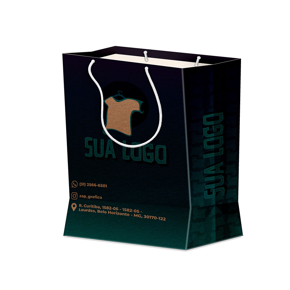 Sacolas Personalizadas Duplex 221g Pardo Média Vertical