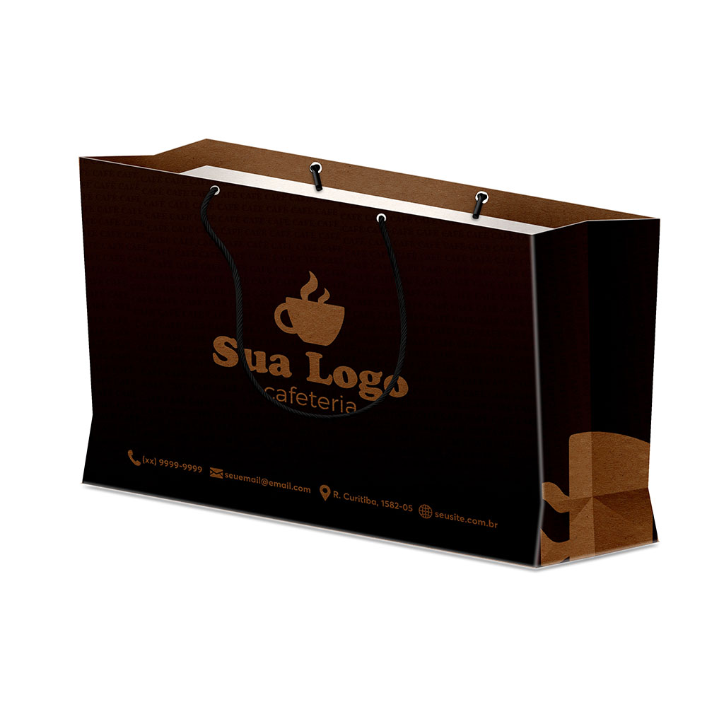 Sacolas Personalizadas Duplex 221g Pardo Grande Horizontal