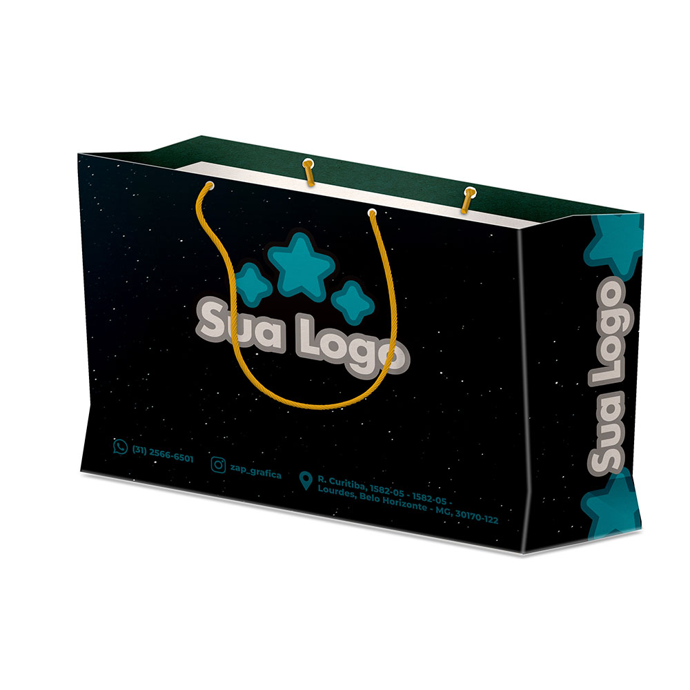 Sacolas Personalizadas Duplex 221g Pardo Grande Horizontal