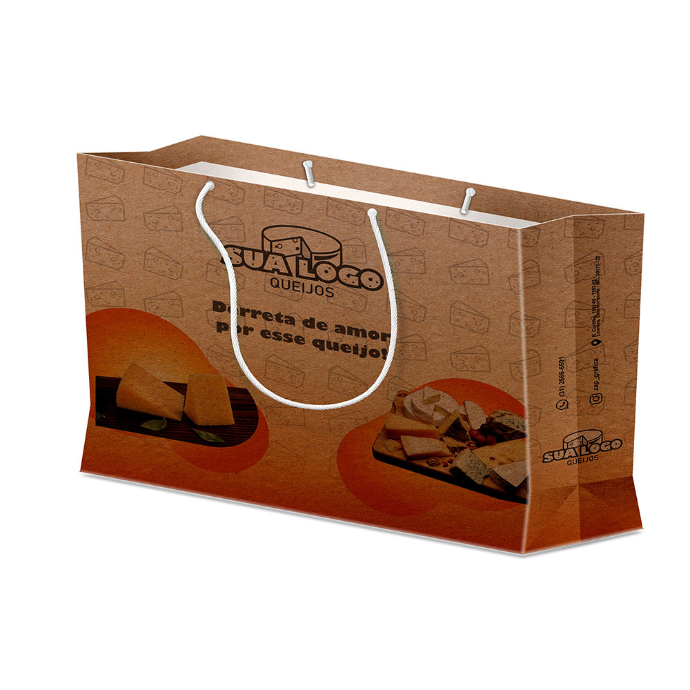 Sacolas Personalizadas Duplex 221g Pardo Grande Horizontal