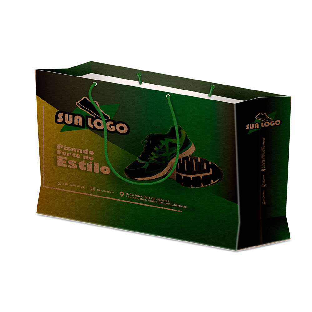 Sacolas Personalizadas Duplex 221g Pardo Grande Horizontal