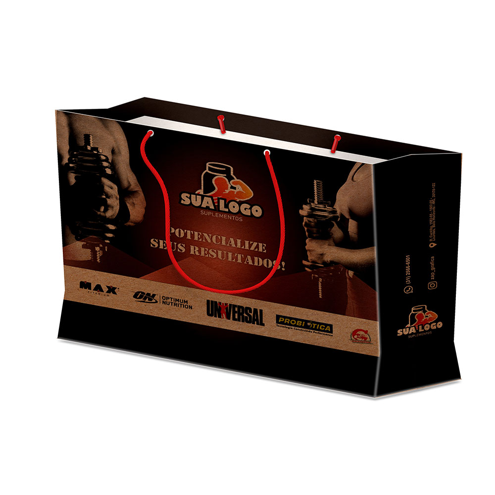 Sacolas Personalizadas Duplex 221g Pardo Grande Horizontal