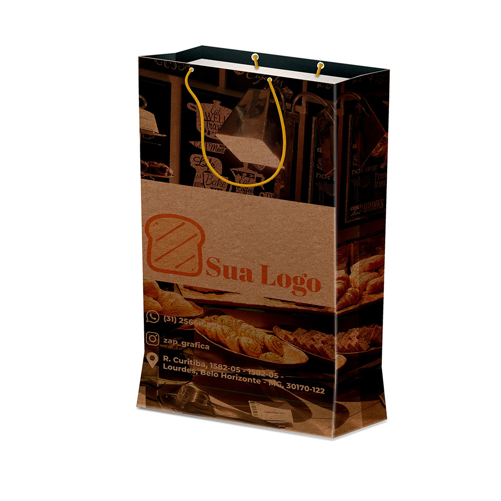 Sacolas Personalizadas Duplex 221g Pardo Grande Vertical