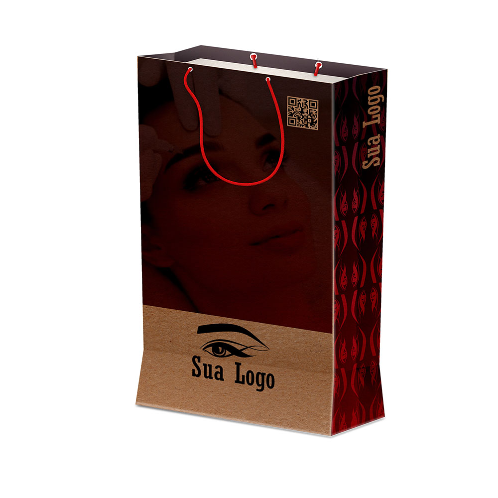 Sacolas Personalizadas Duplex 221g Pardo Grande Vertical