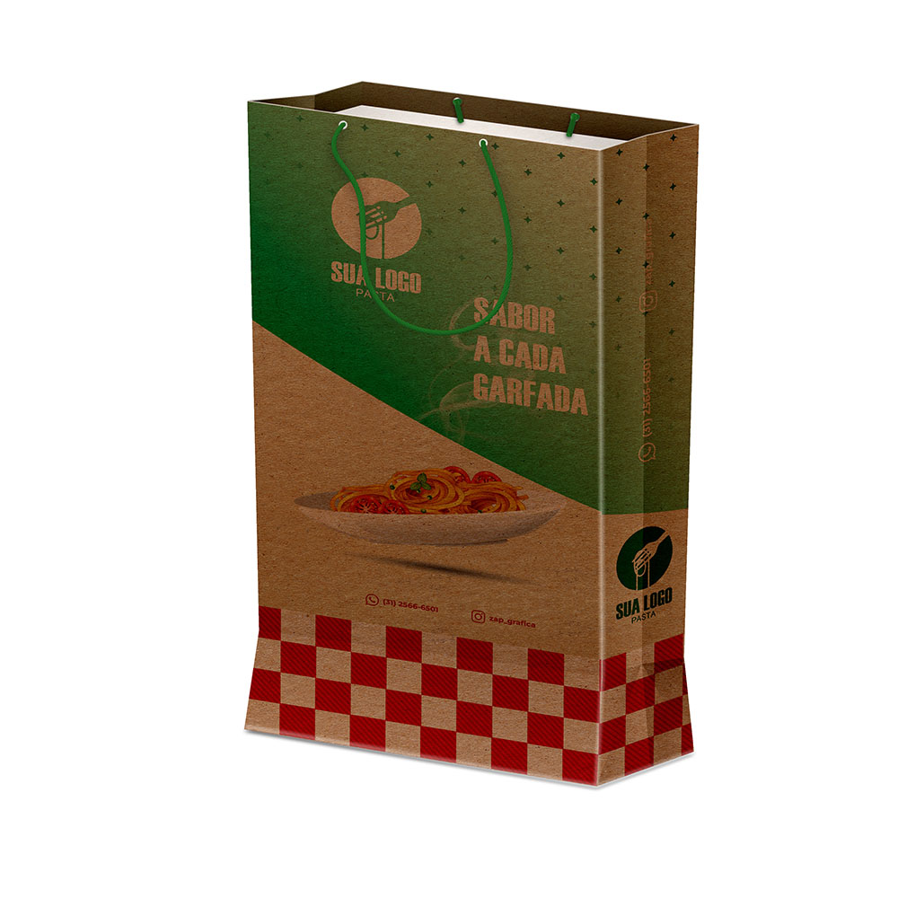 Sacolas Personalizadas Duplex 221g Pardo Grande Vertical