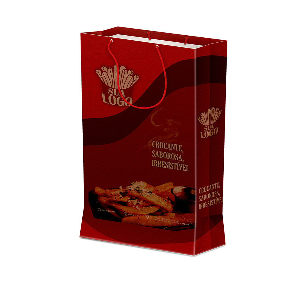 Sacolas Personalizadas Duplex 221g Pardo Grande Vertical