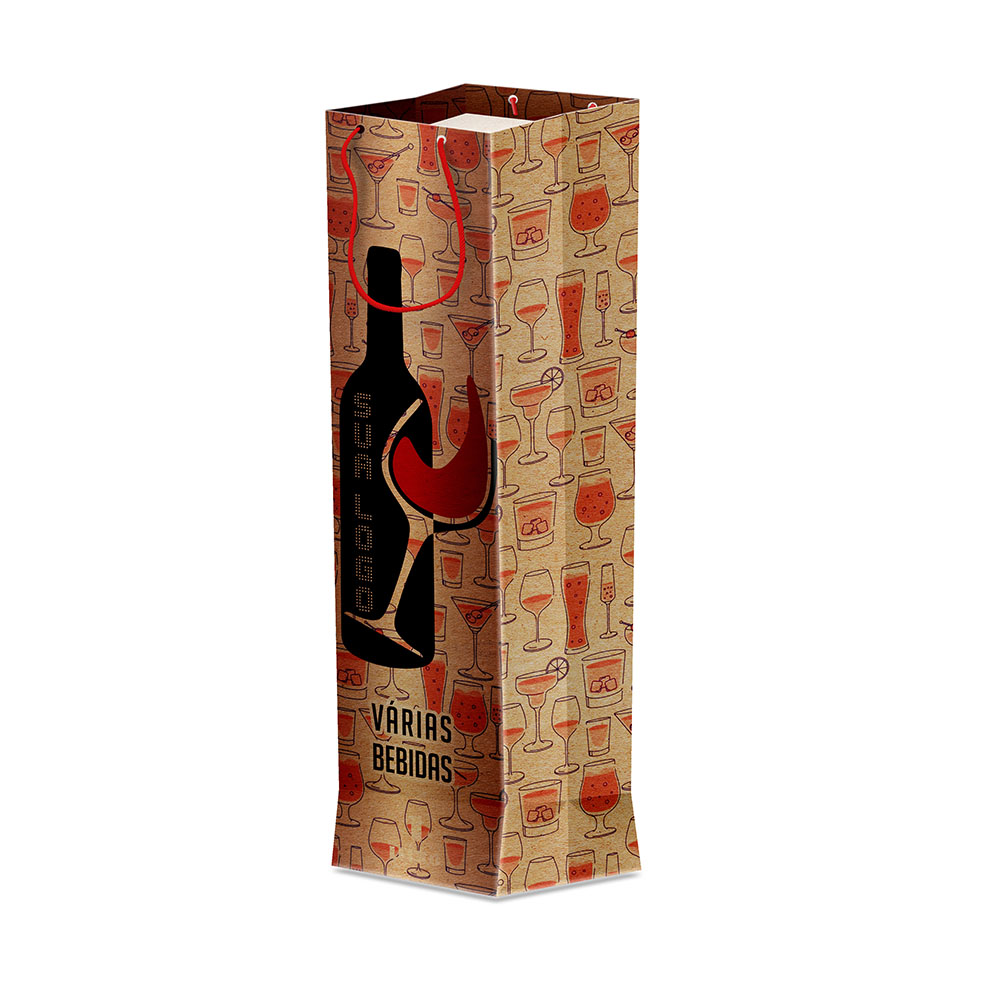 Sacolas Personalizadas Duplex 221g Pardo para Garrafas
