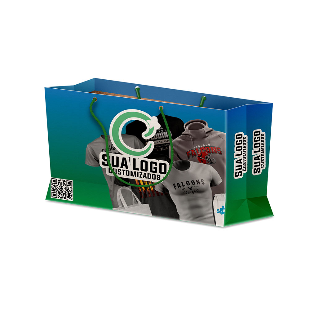 Sacolas Personalizadas Duplex 221g Branco Extra Mini Horizontal