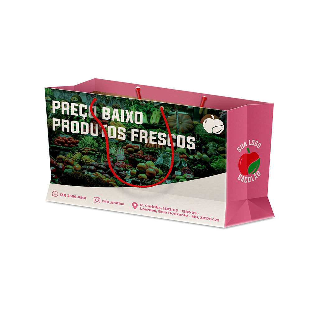 Sacolas Personalizadas Duplex 221g Branco Extra Mini Horizontal