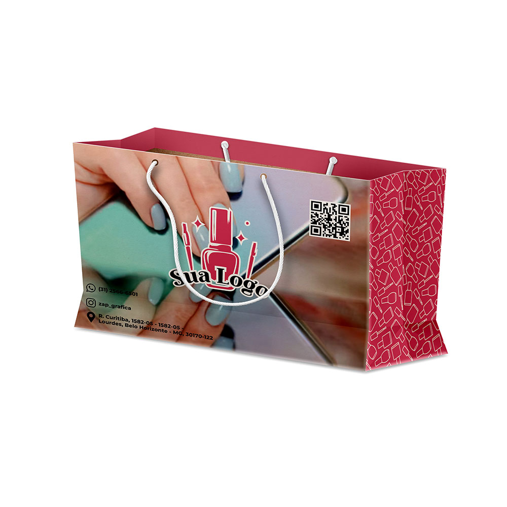 Sacolas Personalizadas Duplex 221g Branco Extra Mini Horizontal