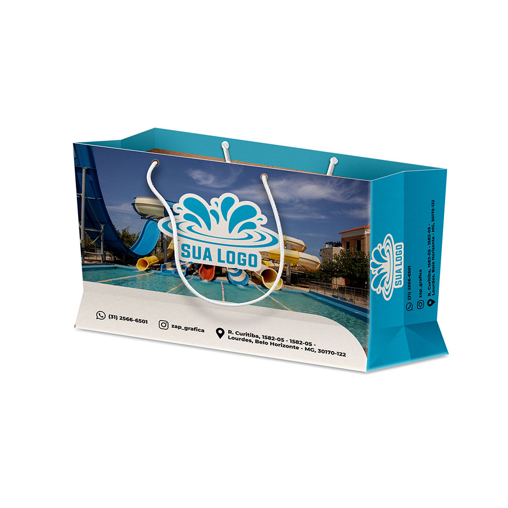 Sacolas Personalizadas Duplex 221g Branco Extra Mini Horizontal