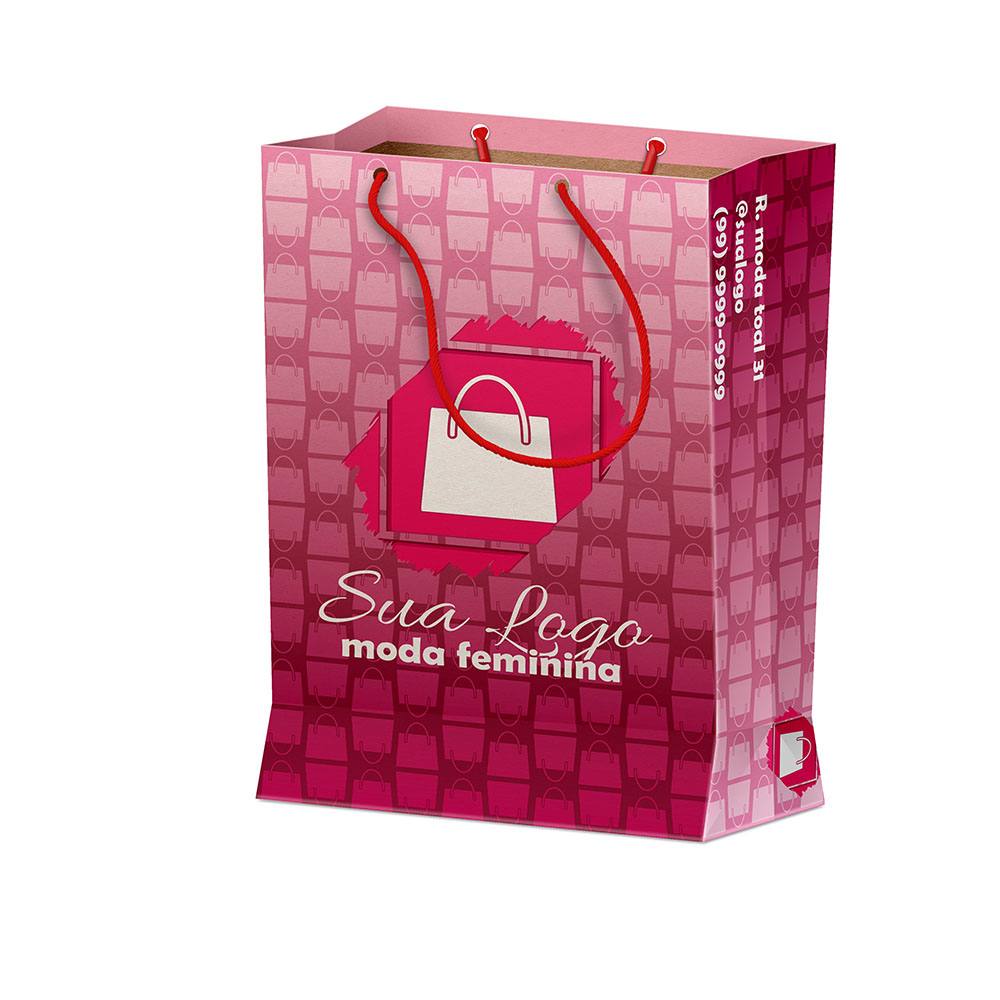 Sacolas Personalizadas Duplex 221g Branco Extra Mini Vertical