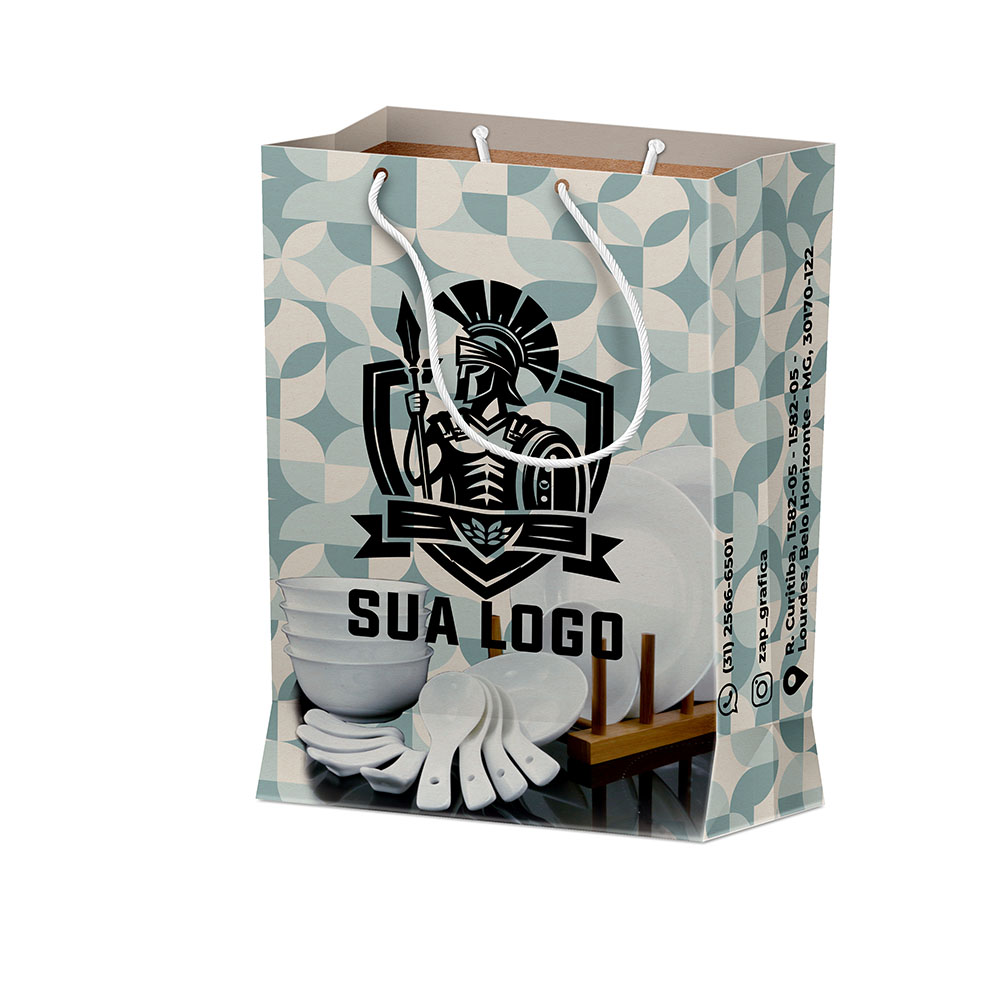 Sacolas Personalizadas Duplex 221g Branco Extra Mini Vertical