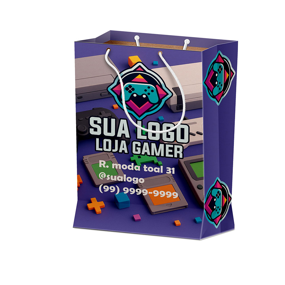 Sacolas Personalizadas Duplex 221g Branco Extra Mini Vertical