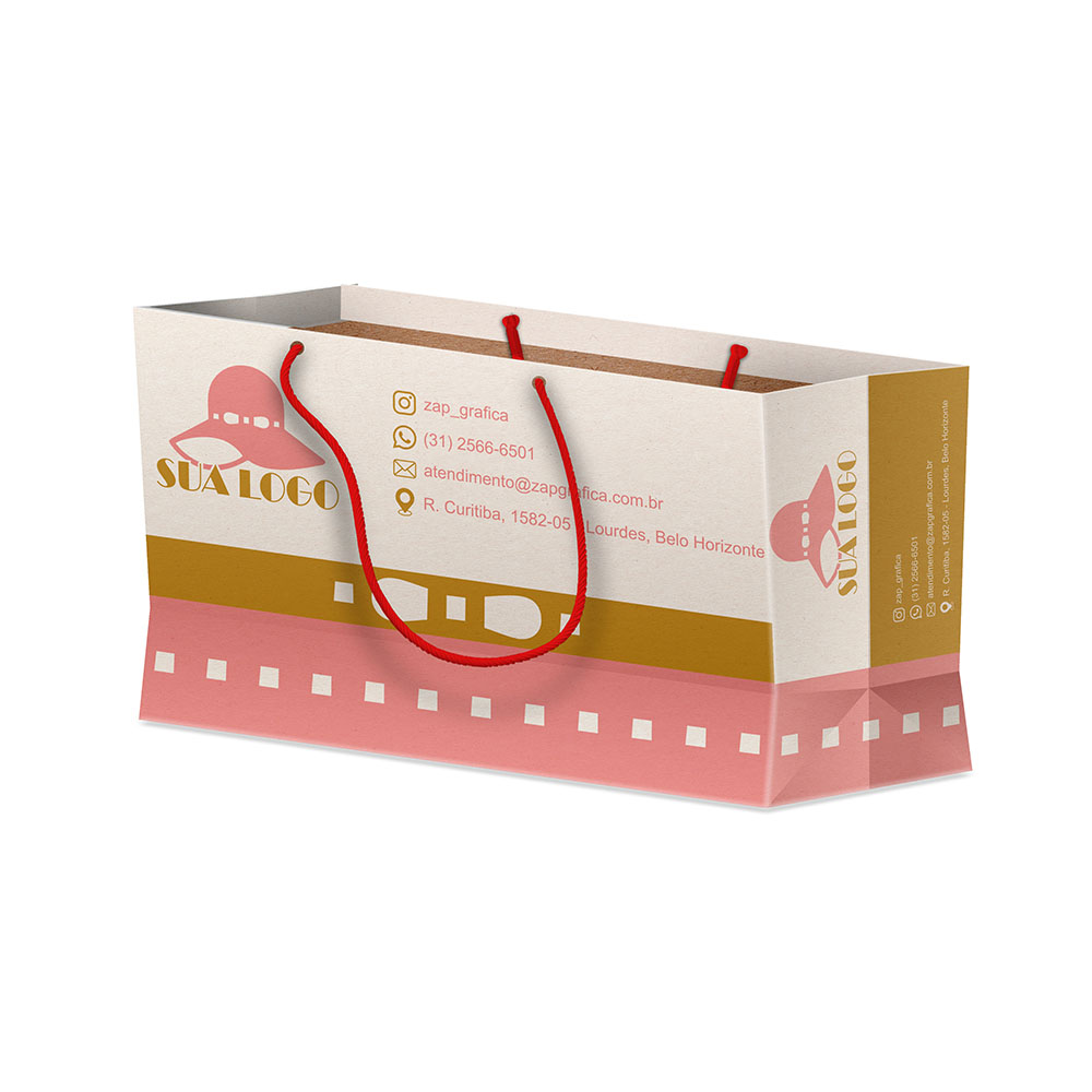 Sacolas Personalizadas Duplex 221g Branco Mini Horizontal