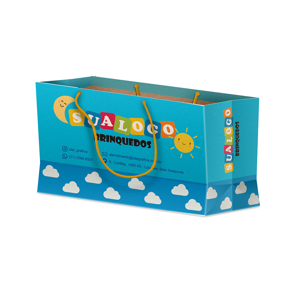 Sacolas Personalizadas Duplex 221g Branco Mini Horizontal