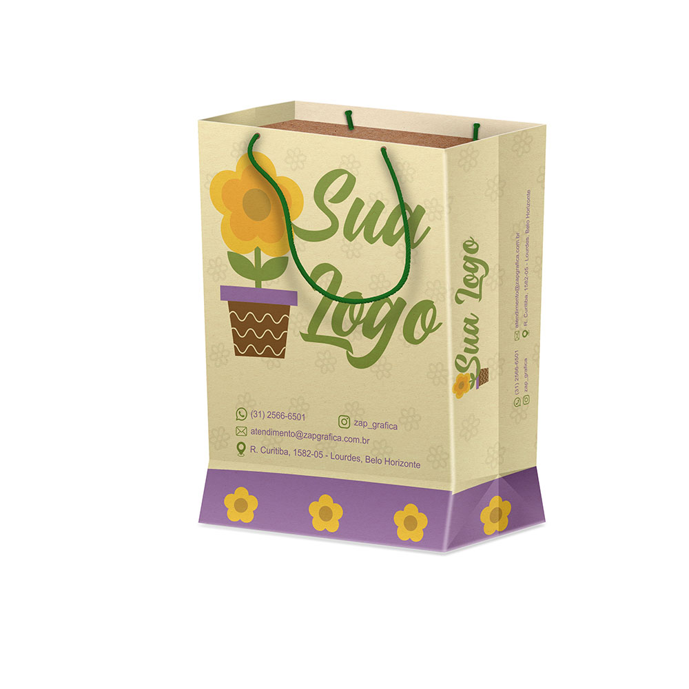 Sacolas Personalizadas Duplex 221g Branco Mini Vertical