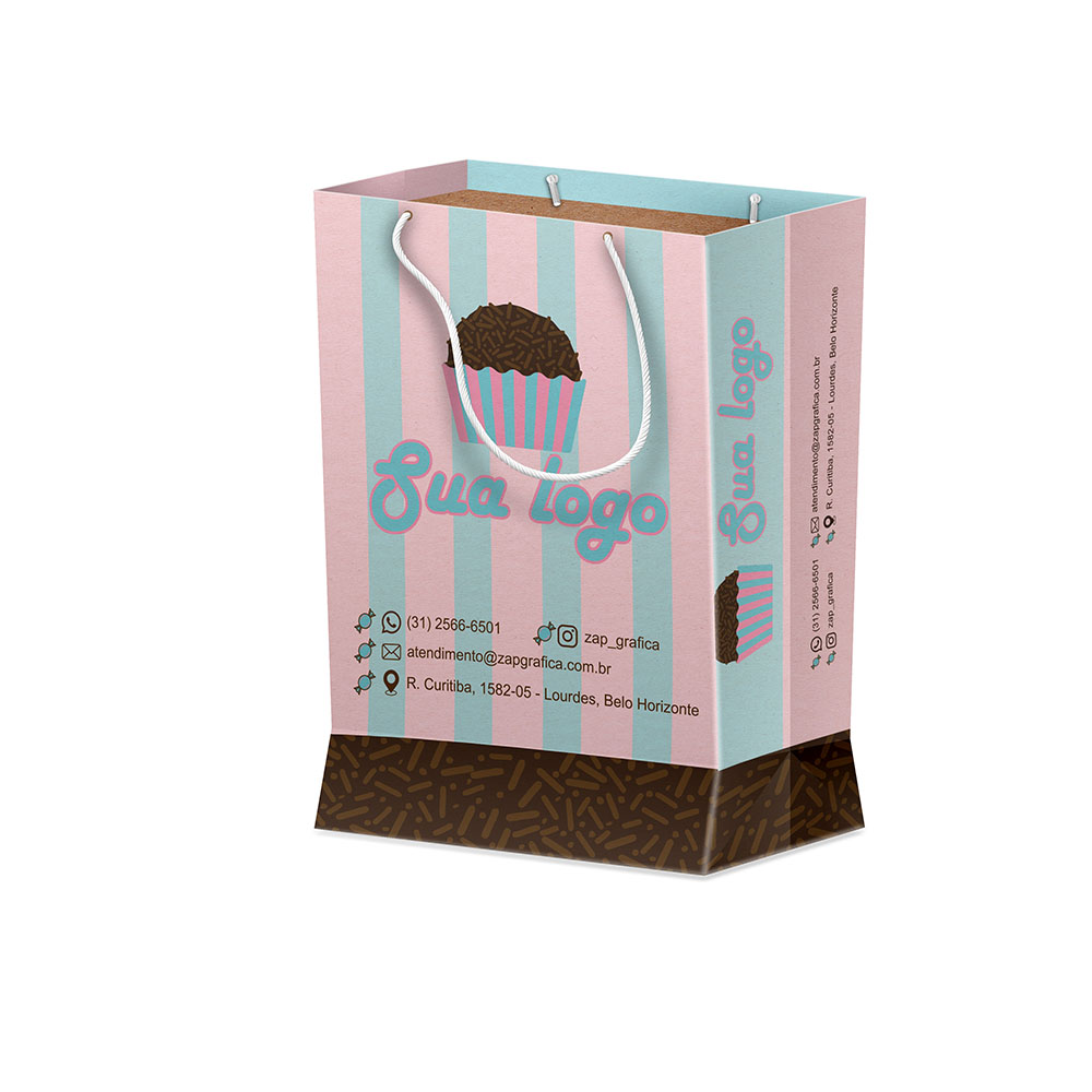 Sacolas Personalizadas Duplex 221g Branco Mini Vertical