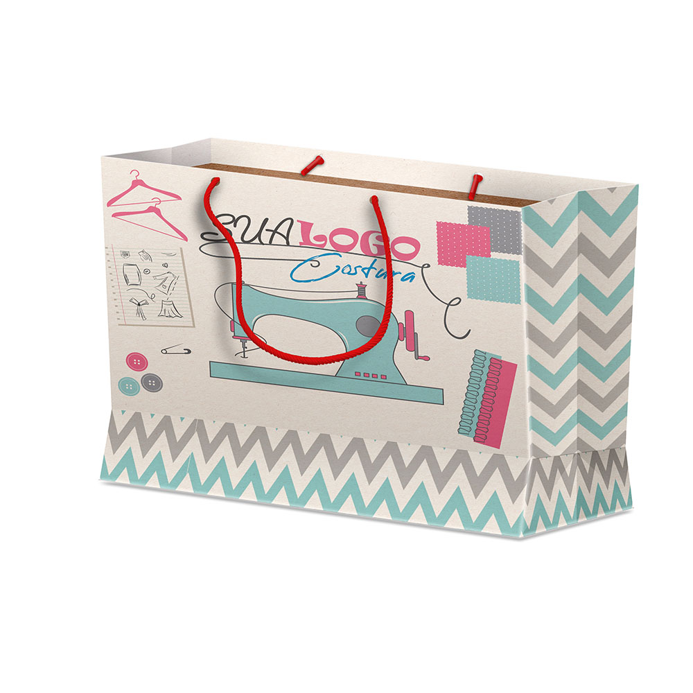 Sacolas Personalizadas Duplex 221g Branco Média Horizontal