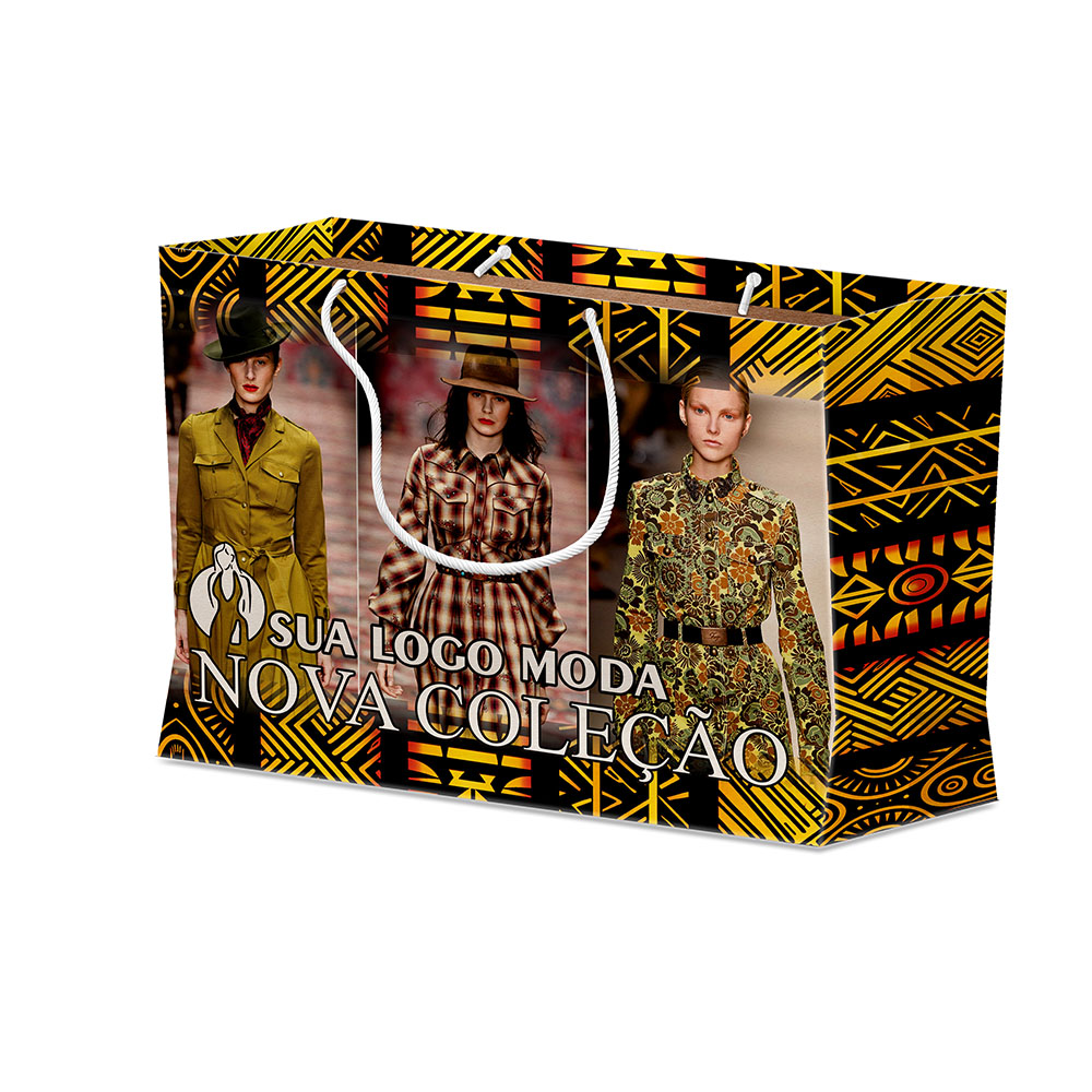 Sacolas Personalizadas Duplex 221g Branco Média Horizontal