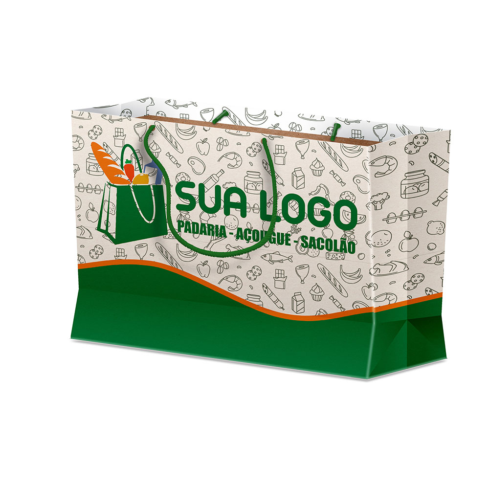Sacolas Personalizadas Duplex 221g Branco Média Horizontal