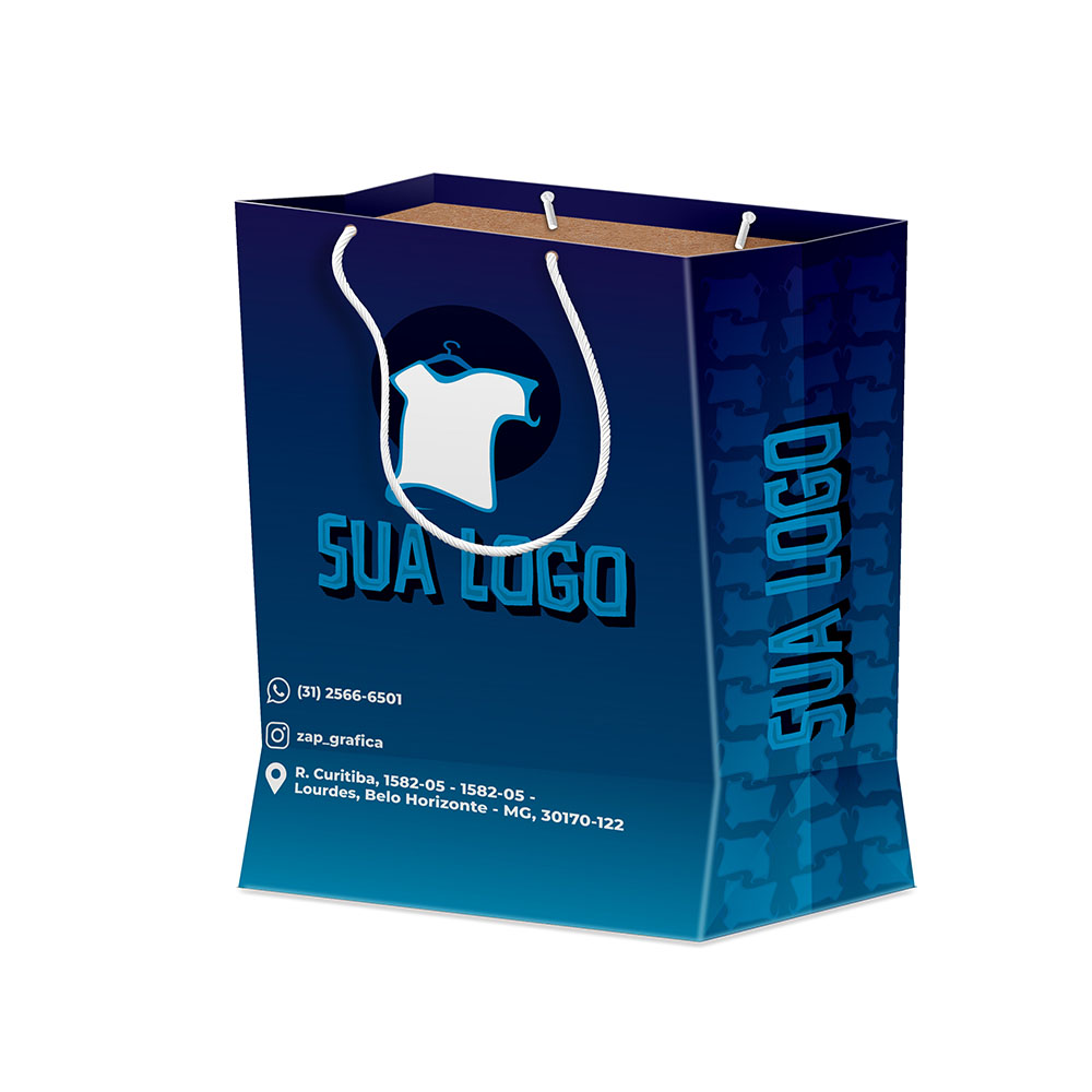 Sacolas Personalizadas Duplex 221g Branco Média Vertical